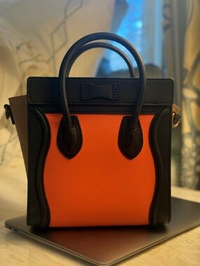 Black & Orange Structured Mini Tote Bag